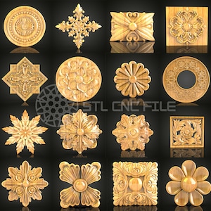 127-Piece Decorative Elements Collection STL Models - CNC Router Files for Artcam, Aspire, Wood Art & Wall Decor