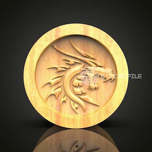 Dragon Circle STL Model for CNC Router, Wood Carving Art, Engraver Files, Home Wall Decor, Digital Aspire Artcam, CNC Design, Clock Template