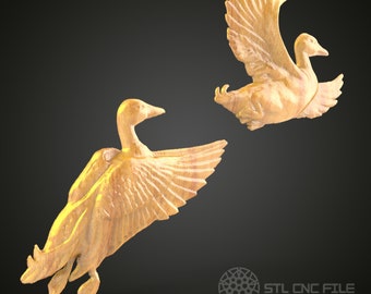 Pair of Flying Geese STL Models for CNC Router - Dynamic Wildlife Art Files
