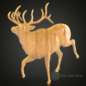 Majestic Elk in Motion – CNC Router STL Model for Wildlife Wood Art