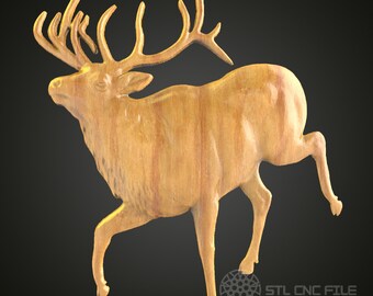 Majestic Elk in Motion – CNC-frees STL-model voor natuurhoutkunst