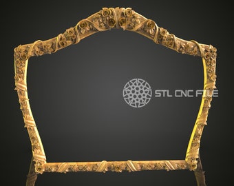Romantic Rose CNC Engraved Frame - Vintage Style Wood Carving, Decorative Floral Frame