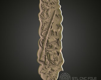 Hunting Scene Relief Art STL Model: CNC Router & 3D Printer File