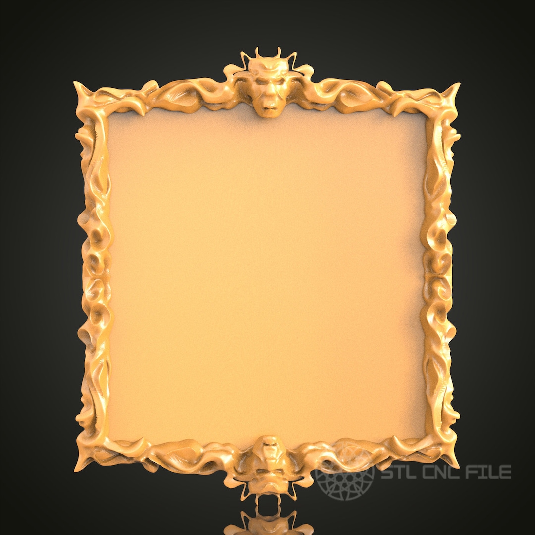 Fantastical Creature Square Frame STL Model: CNC & 3D Printer (digital ...