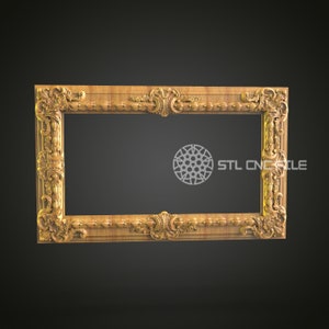 Elegant Baroque Frame STL Model for CNC Router - Wood Art & Wall Decor Files for Artcam, Aspire