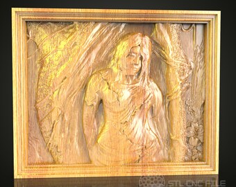 Woodland Fairy 3D Relief STL File for CNC, Enchanted Forest Wood Wall Art