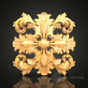 Modelo STL de fresadora CNC con diseño barroco: archivo digital de arte en madera