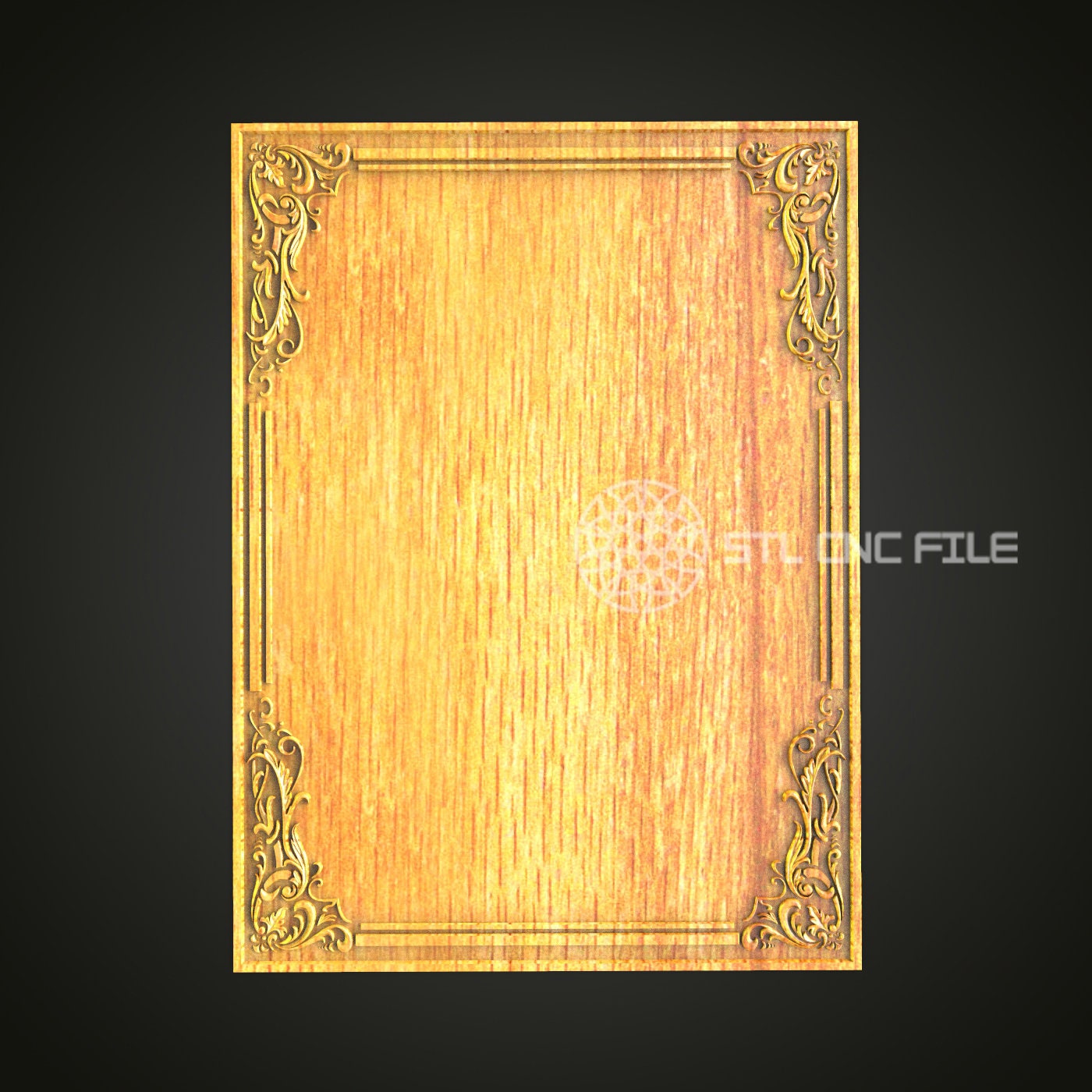 Wood Texture CNC Frame STL File, Elegant Corner Detail Design for Artcam, Aspire