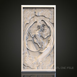 3D Dragon Relief STL Model for CNC Router Engraver - Fantasy Wall Art Decor