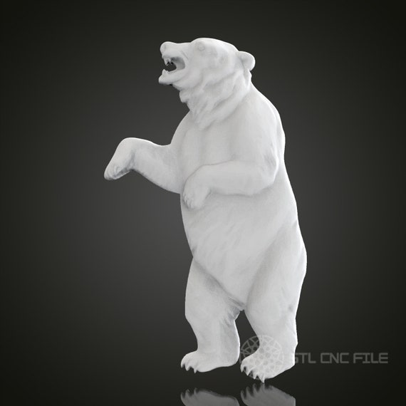 Standing Bear 3D Relief Art: CNC Router STL Model (digital File