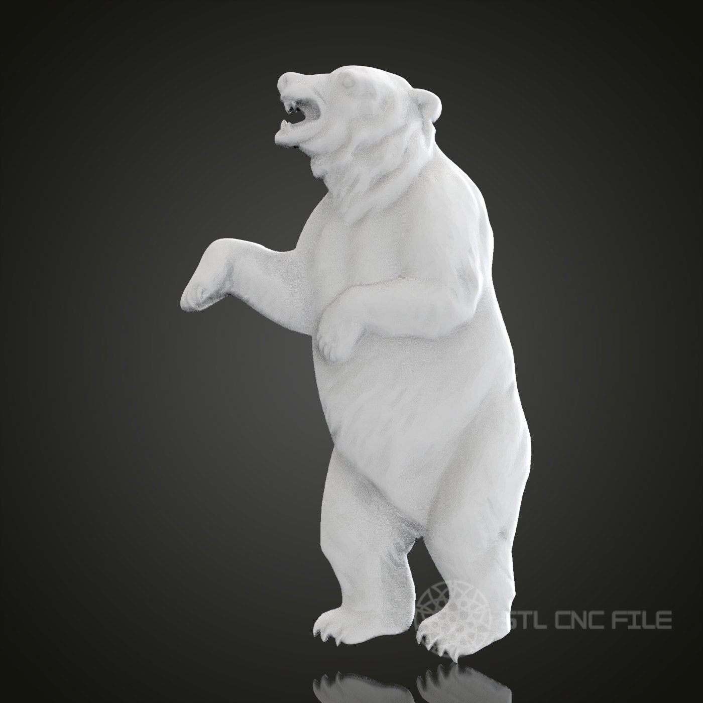 Standing Bear 3D Relief Art: CNC Router STL Model (digital File