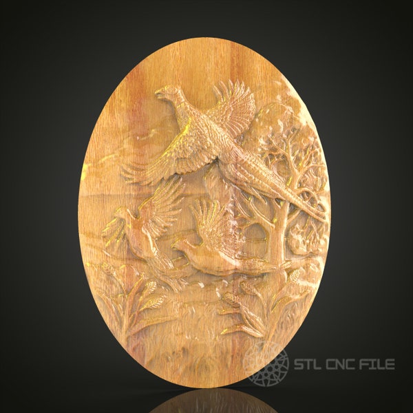 Lively Bird Flock CNC Carving STL File for Nature Decor