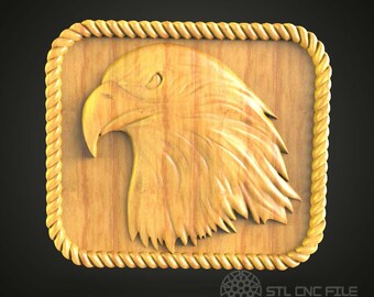Eagle Head 3D Relief: CNC Router STL Model (Digital File)