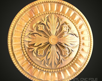 Classic Rosette STL Model: CNC Router Retro Decor