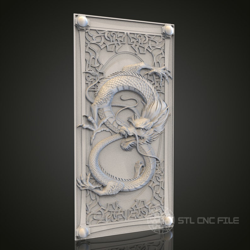 Intricate Dragon Panel STL Model for CNC Router Engraver, Artcam ...