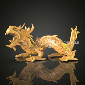 Regal Dragon STL File for CNC Routers - Artcam, Aspire, Engraving CNC Files, Wood Carving Art, Wall Decor
