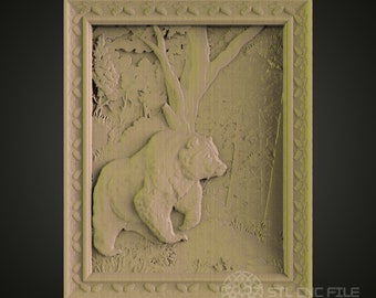 Forest Rabbit Relief 3D Model: CNC Router Wildlife STL File