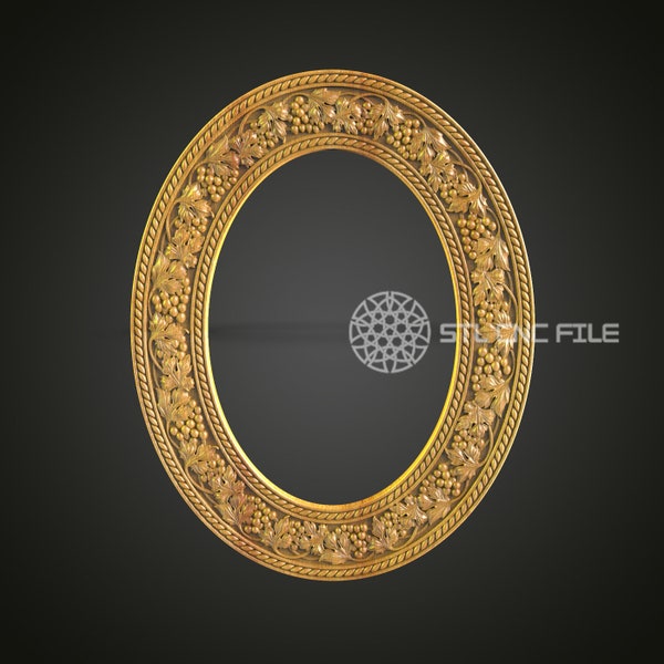 Victorian Oval Mirror Frame - CNC Router STL File, Antique Style Wall Decor
