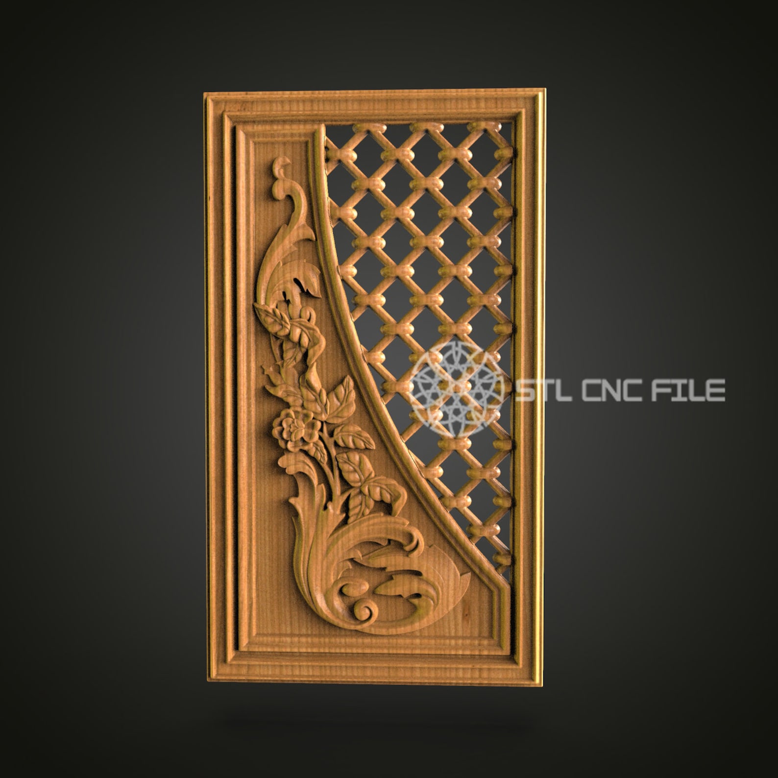 Floral Lattice Panel STL File: CNC Router Wood Carving Design - Etsy