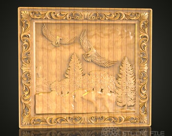 Arte mural de vida silvestre en vuelo - Archivo STL 3D para tallado de madera CNC