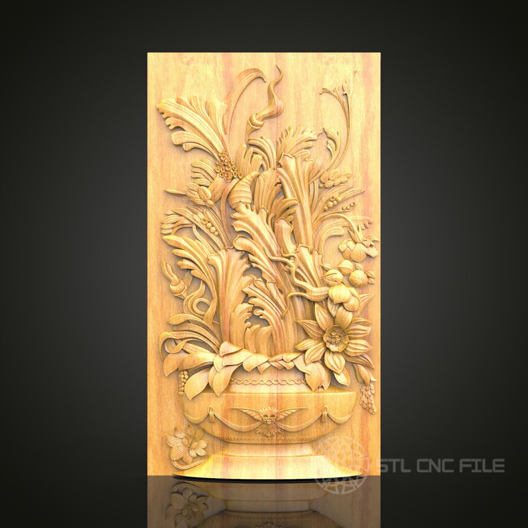 Lavish Floral Basket STL Model for CNC Routers – Intricate Wood Art ...