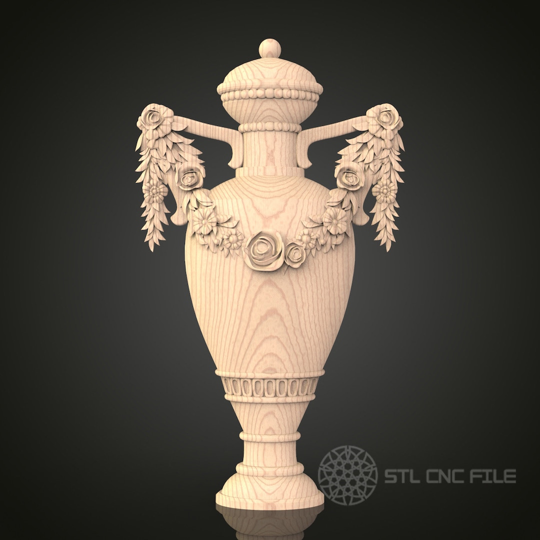 Floral Urn 3D Model: Classical Vase STL File for CNC Router - Etsy