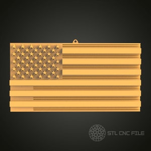 3D アメリカ国旗 - CNC ルーター彫刻機、Artcam、Aspire、CNC ファイル、木製アート壁装飾用の STL モデル