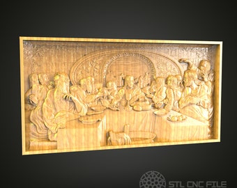 Modelo STL 3D de la Última Cena: Archivo de fresadora CNC para tallado de madera