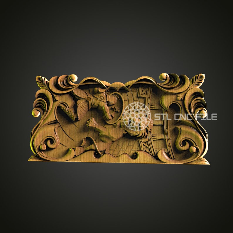Baroque Dragon Relief STL File – Ornate CNC Router Carving for Wall Art ...