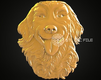 Golden Retriever 3D STL Model: CNC Wood Engraving, Pet Lover Wall Art