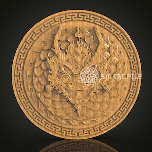 Phoenix Rebirth STL Model for CNC, Mythical Bird Carving File, Artcam Aspire Engraving, Greek Key Border Art, Eternal Flame Wall Decor