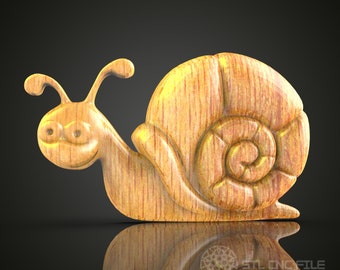 Whimsical Snail STL File: CNC Wood Carving, Garden Decor