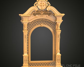 Modelo STL de marco 3D de arco barroco: Router CNC, archivos Artcam Aspire (descarga digital)