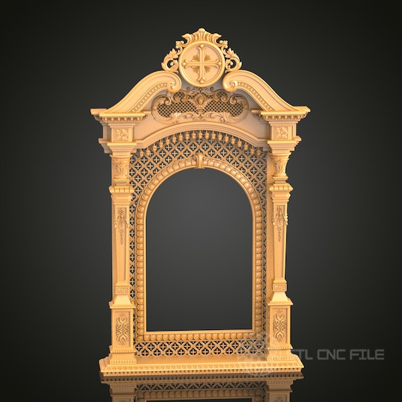 Baroque Arch 3D Frame STL Model: CNC Router, Artcam Aspire Files (Digital Download)