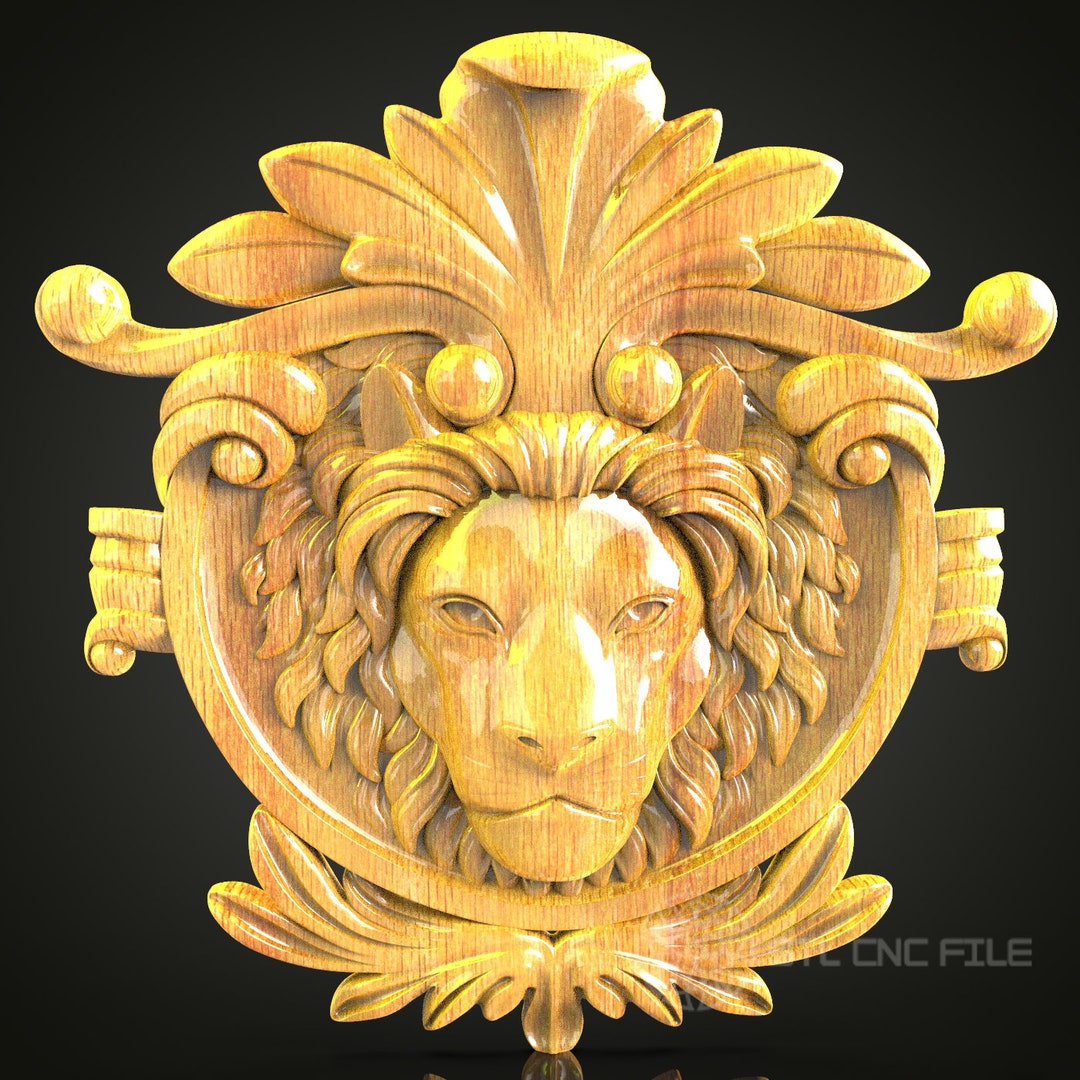 Lion Crest STL Model for CNC Routers, Regal Artcam Aspire Wood ...