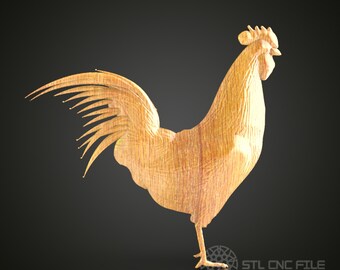 Rooster Silhouette STL File: CNC Wood Carving Model, Farmhouse Decor