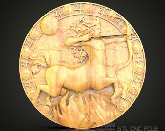 Sagittarius Zodiac Wood Carving: CNC Engraved Archer Wall Art
