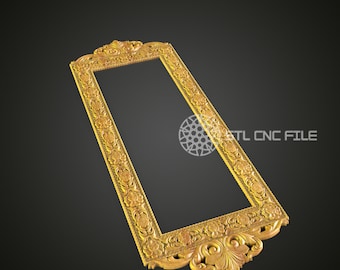 Marco grabado CNC de oro de estilo barroco - Tallado de madera de lujo, marco de espejo adornado