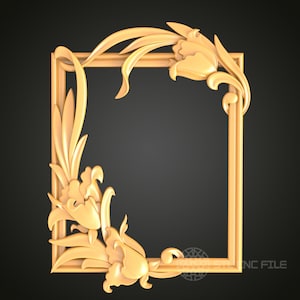 Art Nouveau Floral Frame STL Model: CNC Router & 3D Printer (PDF Pattern)