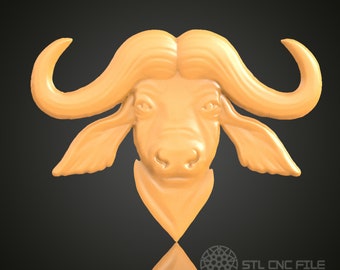 Buffalo Head Relief STL Model: Rustic Wall Art CNC Router Engraver (Digital File)