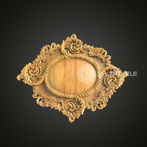 Floral and Fruit Baroque Wooden Frame STL - Detailed CNC Router Art File