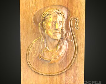 イエス・キリストの肖像画の壁アート - CNC 彫刻木材、宗教的装飾、STL