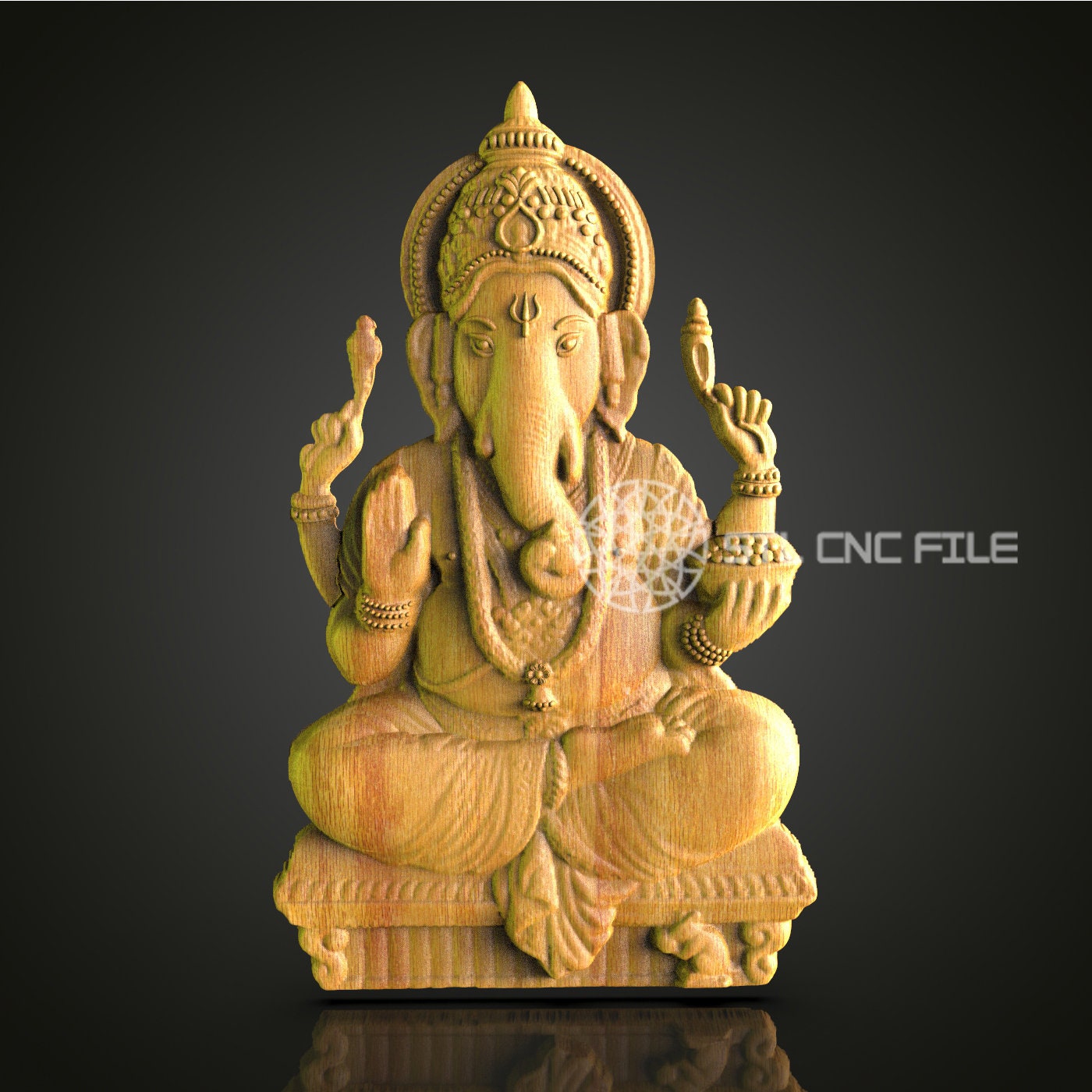 Ganesha CNC STL File - Divine Sculpture for 3D Printing, Artcam