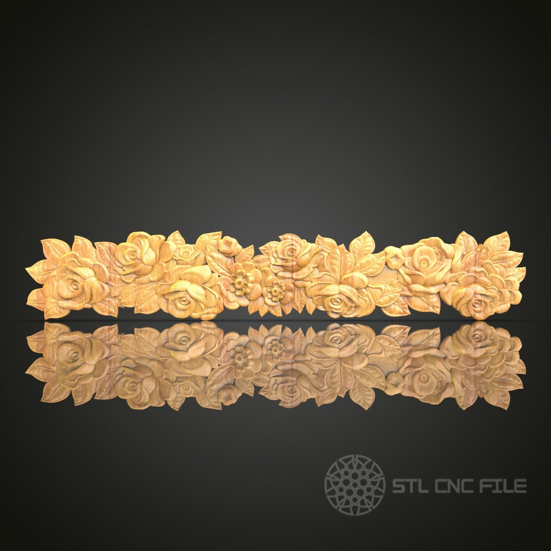 Rose Garland STL Model for CNC Routers – Delicate Floral Trim for Home ...