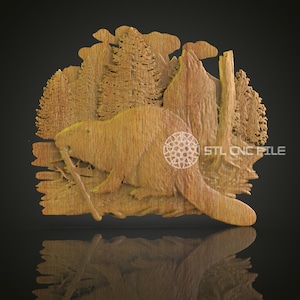 Busy Beaver in Forest 3D STL Model, Perfect for CNC Routers, Artcam & Aspire, Woodland Wall Art for Nature Lovers