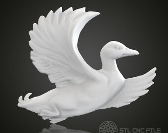 Flying Duck 3D STL Model: CNC Router, Wood Art (PDF File)