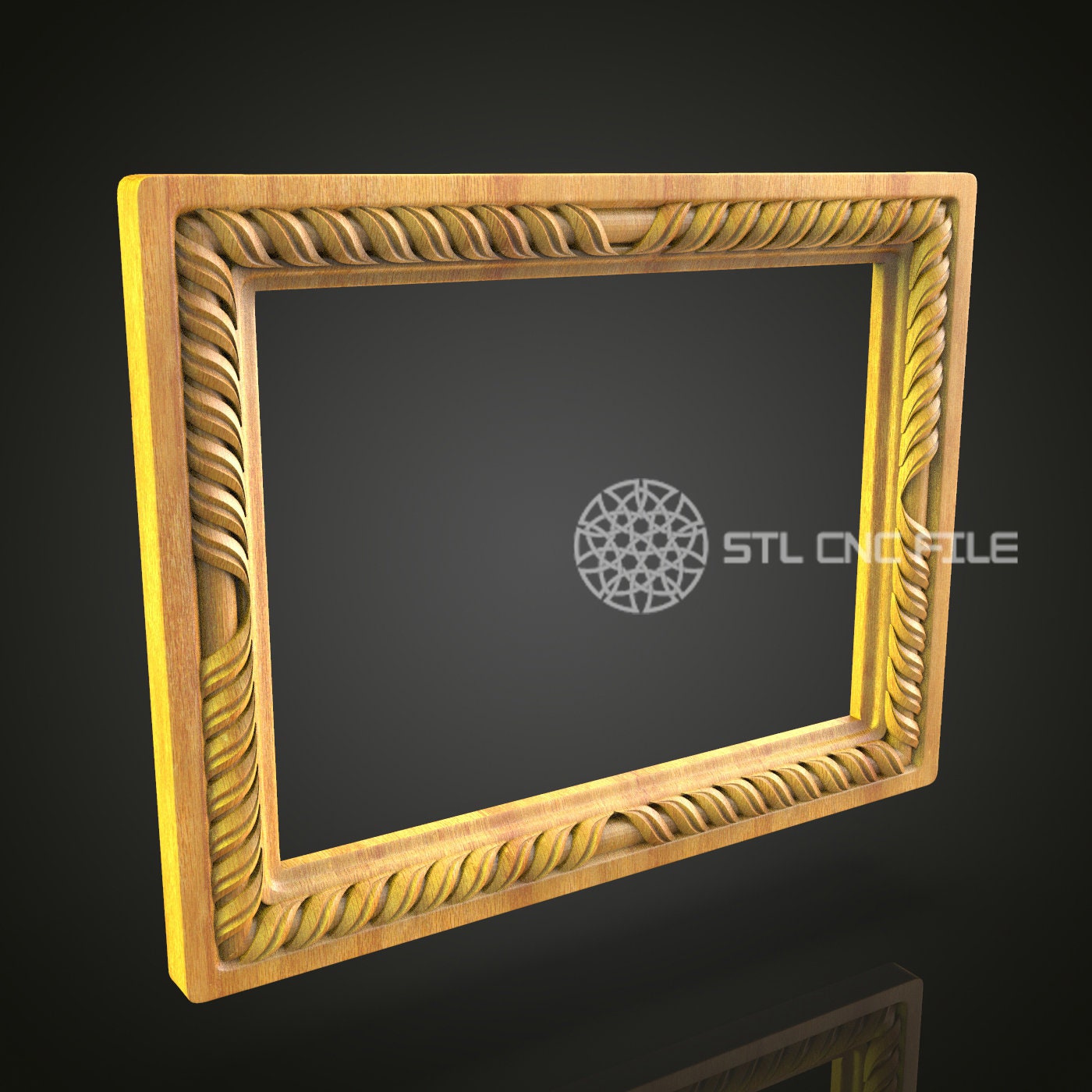 Twisted Rope Design Rectangular Frame 3D Model for CNC - Artcam