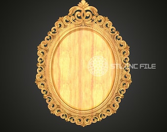 Ornate Rococo Mirror Frame - CNC Carved STL File, Elegant Wall Decor