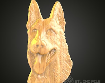 Duitse herder 3D-model STL-bestand: CNC-router houtkunst (digitaal bestand)