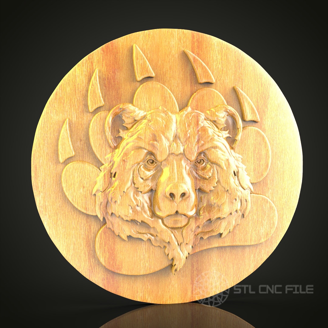 Bear Face 3D STL Model for CNC Router - Wood Carving Digital File ...